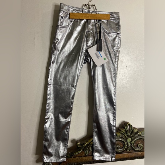 Color of the season SILVER jeans style trousers. Italian brand MESSAGERIE. Sz 26 - Picture 8 of 8